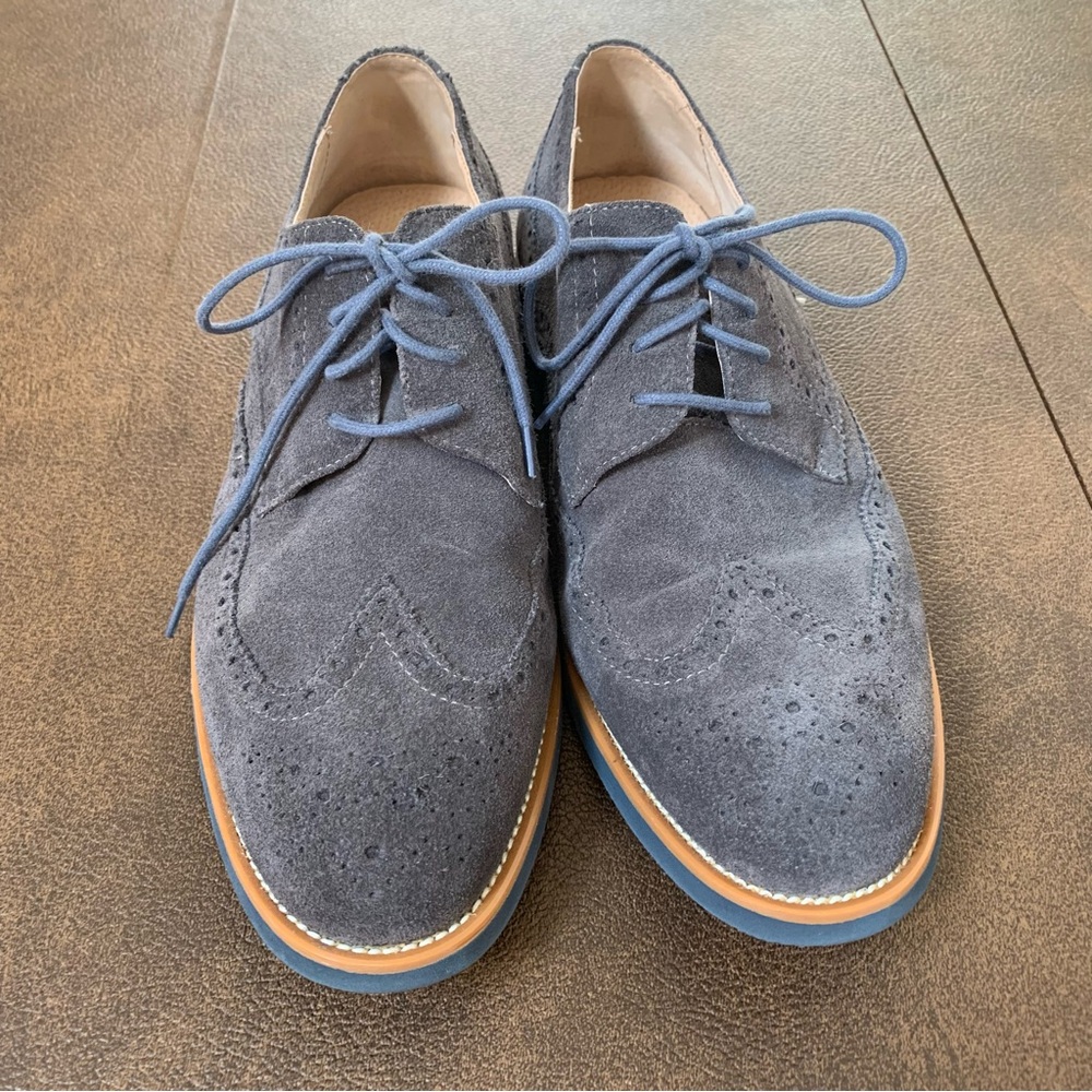 Joseph Abboud gray suede wingtip lace up oxford leather upper Men's, size 10.5